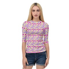 Hearts Butterflies Pink 1200 Quarter Sleeve Raglan Tee