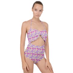 Hearts Butterflies Pink 1200 Scallop Top Cut Out Swimsuit