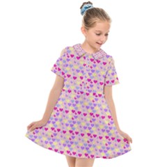 Hearts Butterflies Pink 1200 Kids  Short Sleeve Shirt Dress