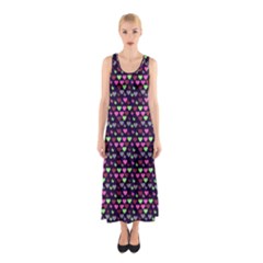 Hearts Butterflies Blue Pink Sleeveless Maxi Dress