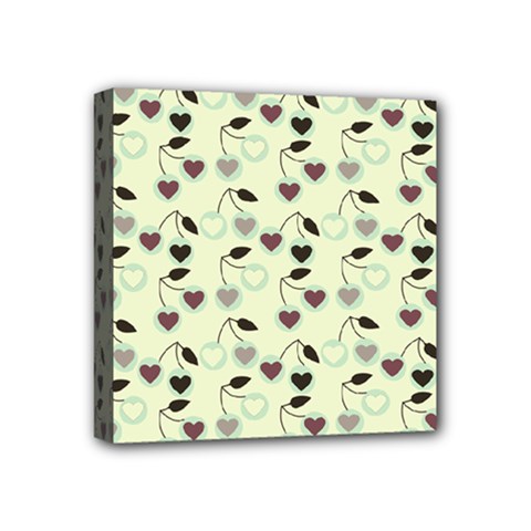 Heart Cherries Mint Mini Canvas 4  X 4  by snowwhitegirl