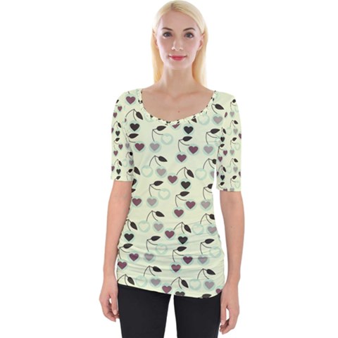 Heart Cherries Mint Wide Neckline Tee by snowwhitegirl