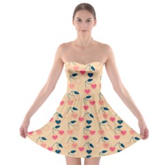 Heart Cherries Cream Strapless Bra Top Dress