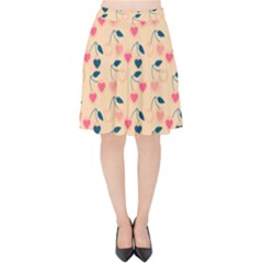 Heart Cherries Cream Velvet High Waist Skirt by snowwhitegirl