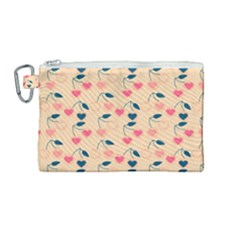 Heart Cherries Cream Canvas Cosmetic Bag (medium) by snowwhitegirl