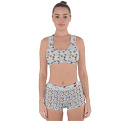 Heart Cherries Grey Racerback Boyleg Bikini Set