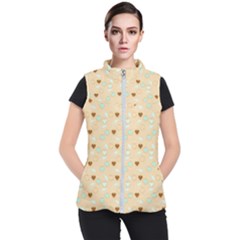 Beige Heart Cherries Women s Puffer Vest by snowwhitegirl