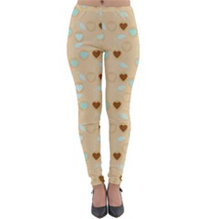 Beige Heart Cherries Lightweight Velour Leggings by snowwhitegirl