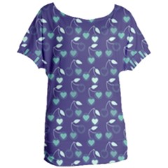 Heart Cherries Blue Women s Oversized Tee by snowwhitegirl