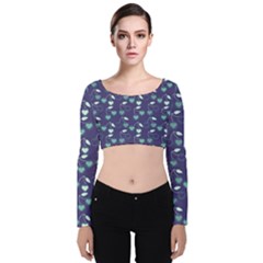 Heart Cherries Blue Velvet Crop Top by snowwhitegirl