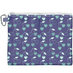 Heart Cherries Blue Canvas Cosmetic Bag (xxxl) by snowwhitegirl