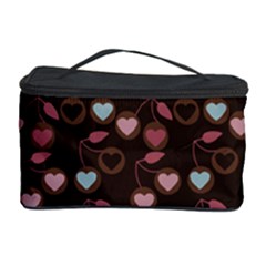 Heart Cherries Brown Cosmetic Storage Case by snowwhitegirl