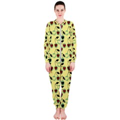 Yellow Heart Cherries Onepiece Jumpsuit (ladies)  by snowwhitegirl