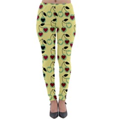 Yellow Heart Cherries Lightweight Velour Leggings by snowwhitegirl