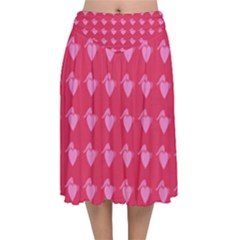 Punk Heart Pink Velvet Flared Midi Skirt by snowwhitegirl