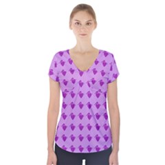 Punk Heart Violet Short Sleeve Front Detail Top