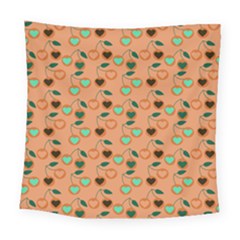 Peach Cherries Square Tapestry (large)