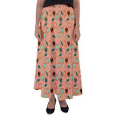 Peach Cherries Flared Maxi Skirt