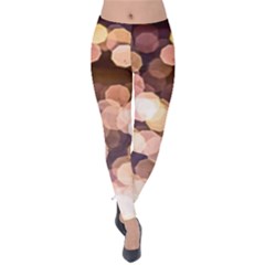 Warm Color Brown Light Pattern Velvet Leggings by FunnyCow