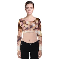 Warm Color Brown Light Pattern Velvet Crop Top by FunnyCow