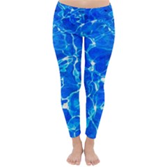 Blue Clear Water Texture Classic Winter Leggings by FunnyCow