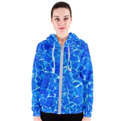 Blue Clear Water Texture Women s Zipper Hoodie by FunnyCow