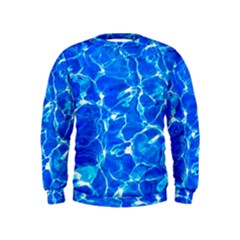 Blue Clear Water Texture Kids  Sweatshirt by FunnyCow