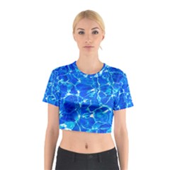 Blue Clear Water Texture Cotton Crop Top by FunnyCow