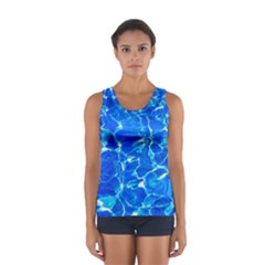 Blue Clear Water Texture Sport Tank Top  by FunnyCow