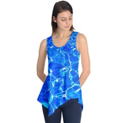 Blue Clear Water Texture Sleeveless Tunic by FunnyCow