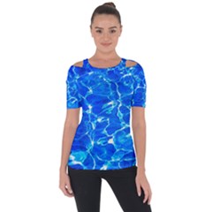 Blue Clear Water Texture Short Sleeve Top by FunnyCow