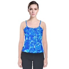 Blue Clear Water Texture Velvet Spaghetti Strap Top by FunnyCow