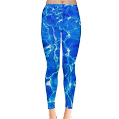 Blue Clear Water Texture Inside Out Leggings