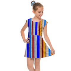 Colorful Wood And Metal Pattern Kids Cap Sleeve Dress