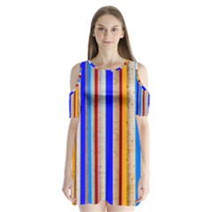 Colorful Wood And Metal Pattern Shoulder Cutout Velvet One Piece by FunnyCow