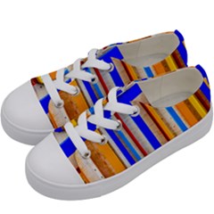 Colorful Wood And Metal Pattern Kids  Low Top Canvas Sneakers by FunnyCow