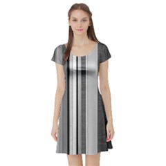 Shades Of Grey Wood And Metal Short Sleeve Skater Dress by FunnyCow
