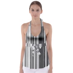 Shades Of Grey Wood And Metal Babydoll Tankini Top by FunnyCow