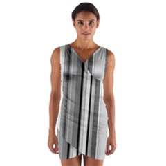 Shades Of Grey Wood And Metal Wrap Front Bodycon Dress by FunnyCow