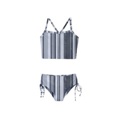 Shades Of Grey Wood And Metal Girls  Tankini Swimsuit by FunnyCow