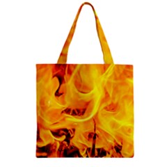 Fire And Flames Zipper Grocery Tote Bag by FunnyCow