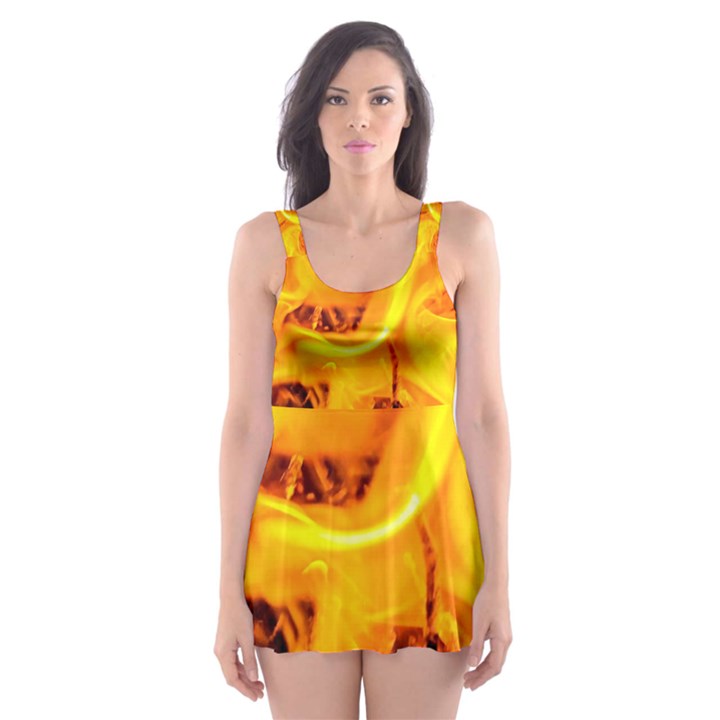 Fire And Flames Skater Dress Swimsuit