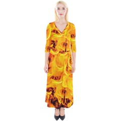 Fire And Flames Quarter Sleeve Wrap Maxi Dress by FunnyCow