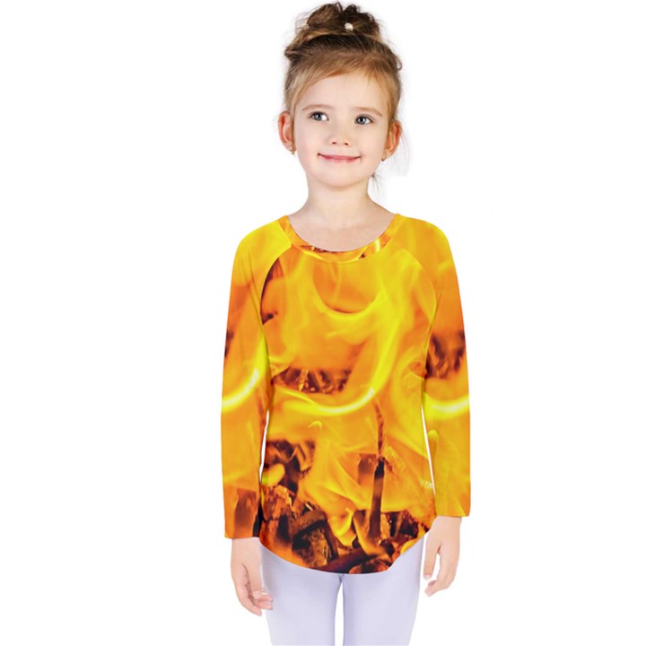 Fire And Flames Kids  Long Sleeve Tee