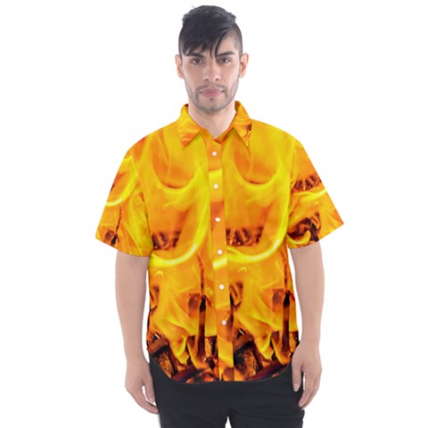 Fire And Flames Men s Short Sleeve Shirt by FunnyCow