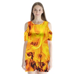Fire And Flames Shoulder Cutout Velvet One Piece by FunnyCow