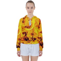 Fire And Flames Women s Tie Up Sweat by FunnyCow