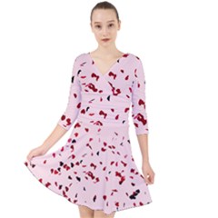 Love Is In The Air Quarter Sleeve Front Wrap Dress by FunnyCow
