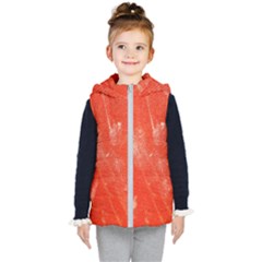 Grunge Red Tarpaulin Texture Kid s Hooded Puffer Vest by FunnyCow