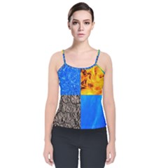 The Fifth Inside Vertical Pattern Velvet Spaghetti Strap Top by FunnyCow